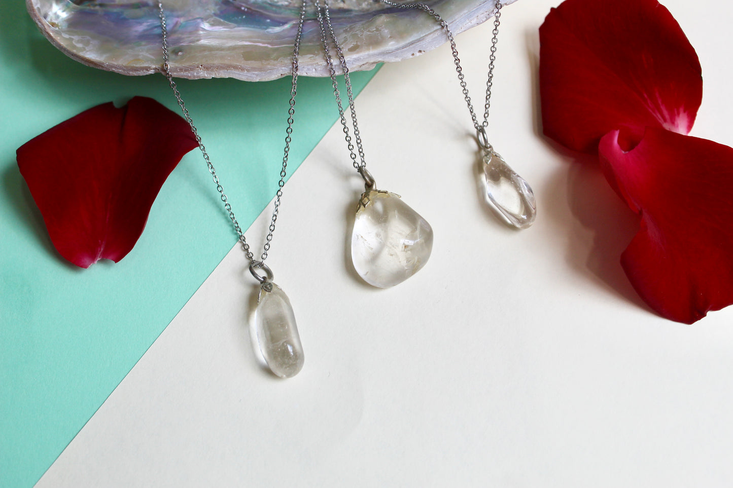 Tumbled gemstone pendant necklaces