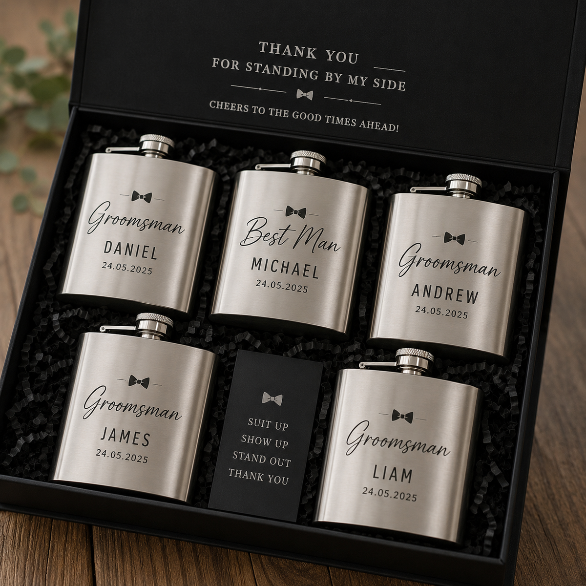 Groomsmen hip flasks