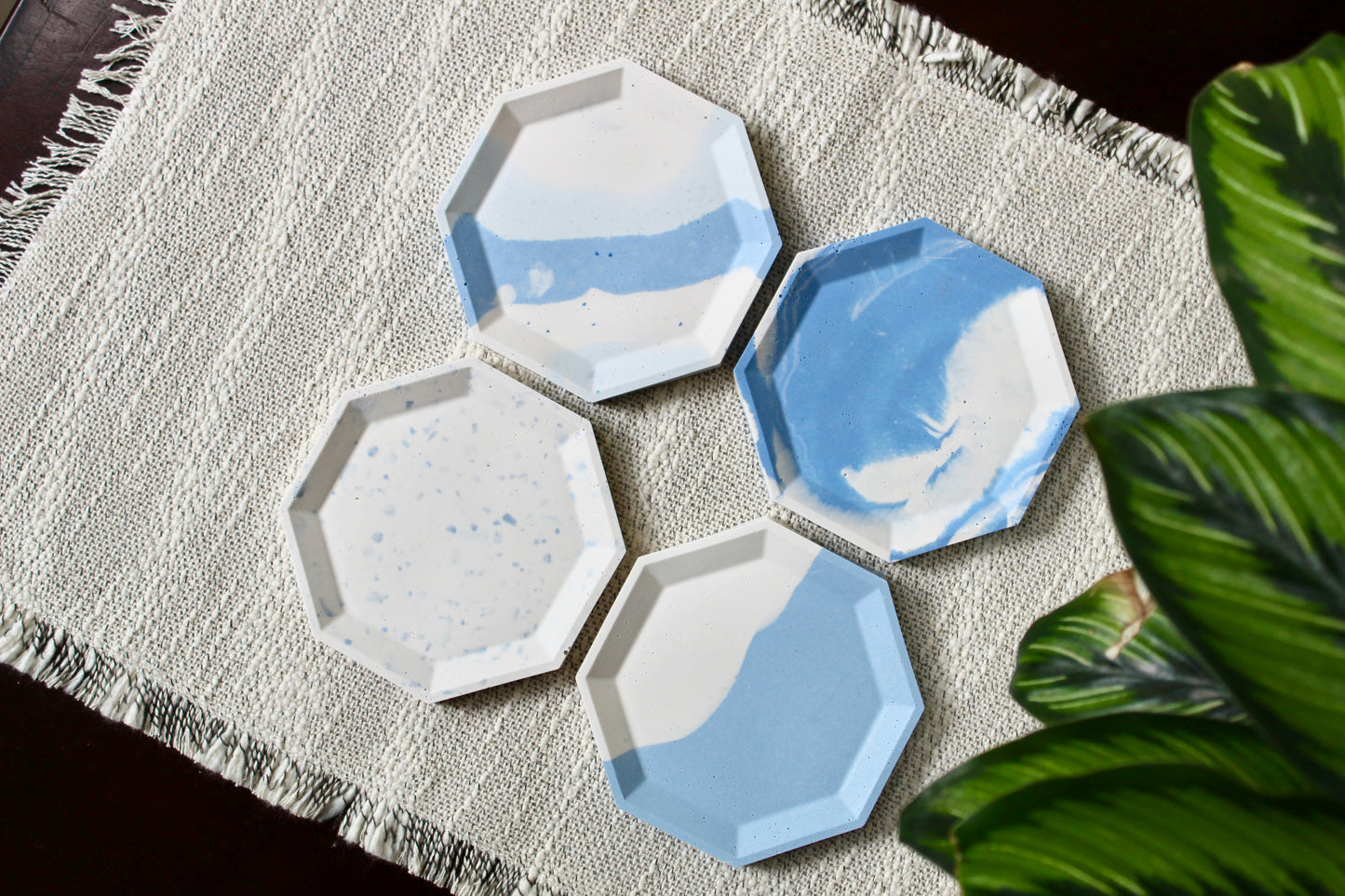 Jesmonite coasters/ trinket tray sets