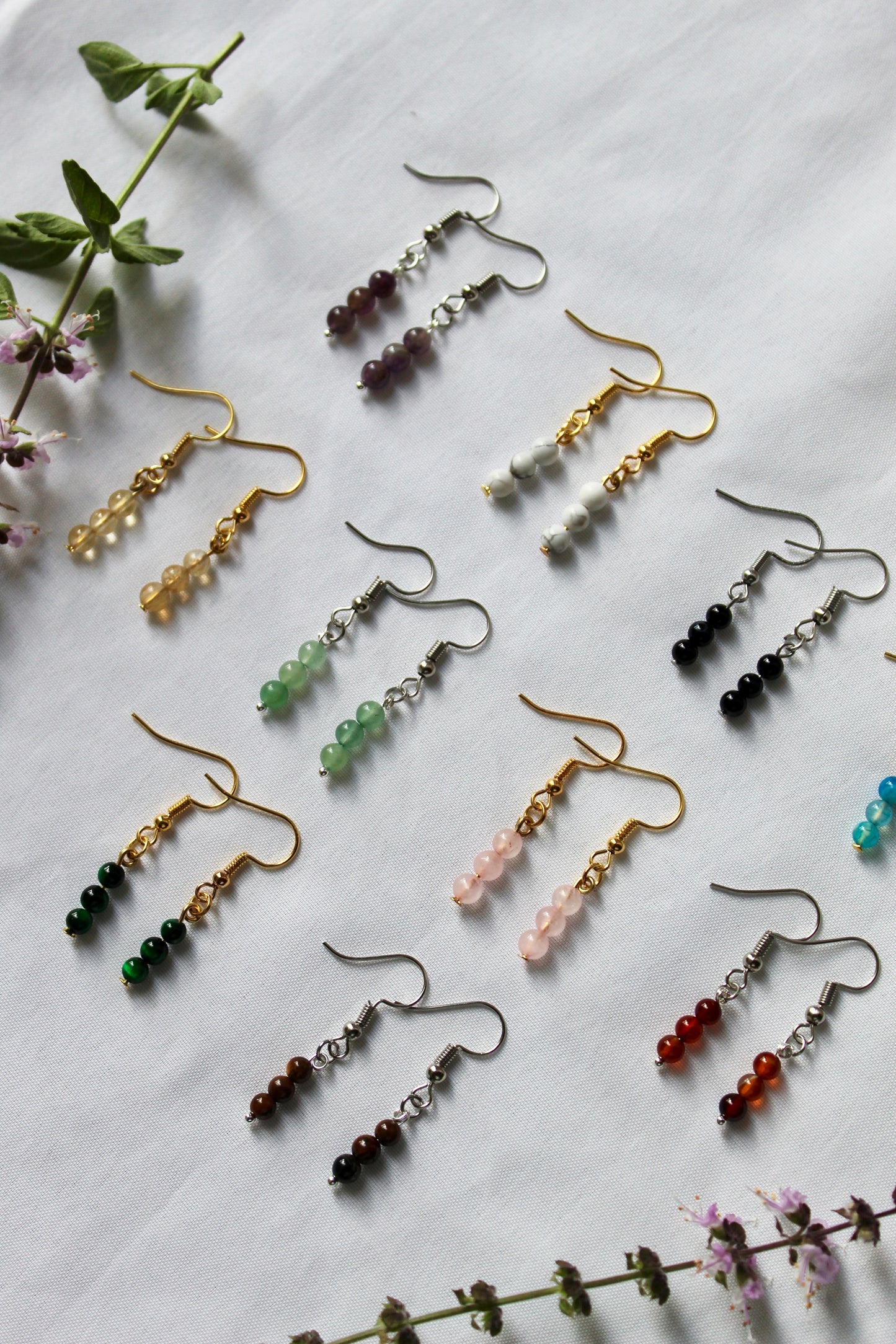 Gemstone drop earrings