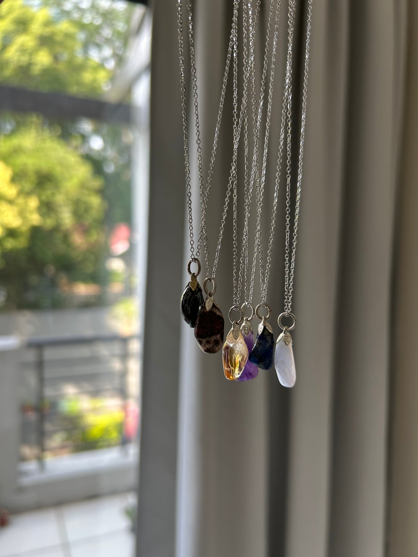Tumbled gemstone pendant necklaces