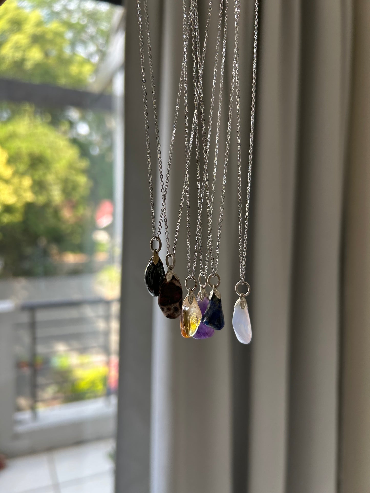 Tumbled gemstone pendant necklaces