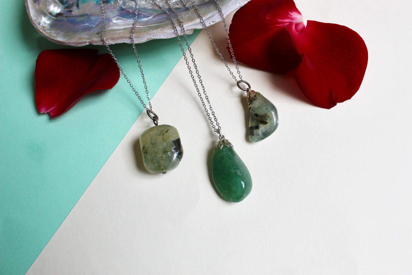 Tumbled gemstone pendant necklaces