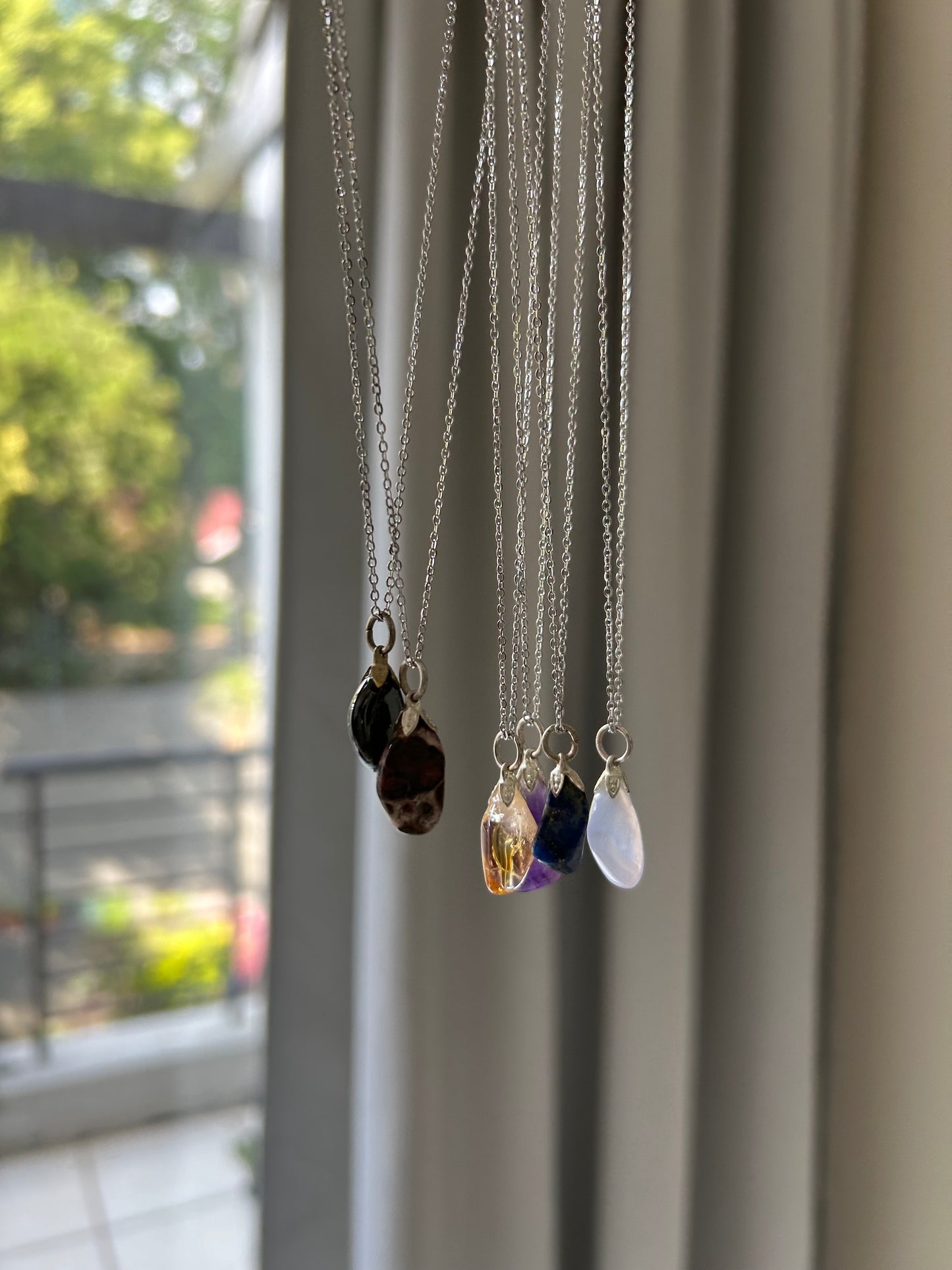 Tumbled gemstone pendant necklaces