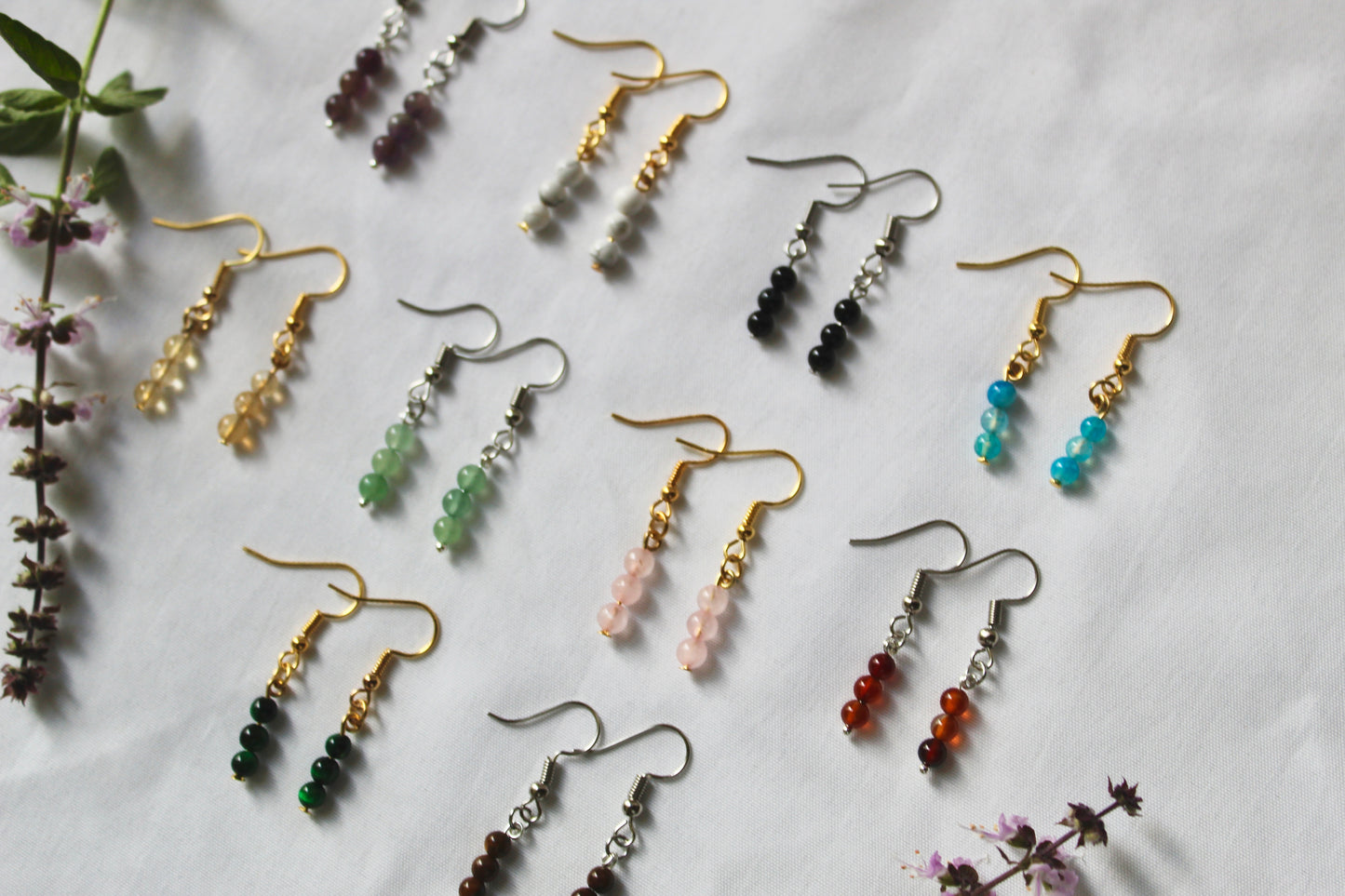 Gemstone drop earrings