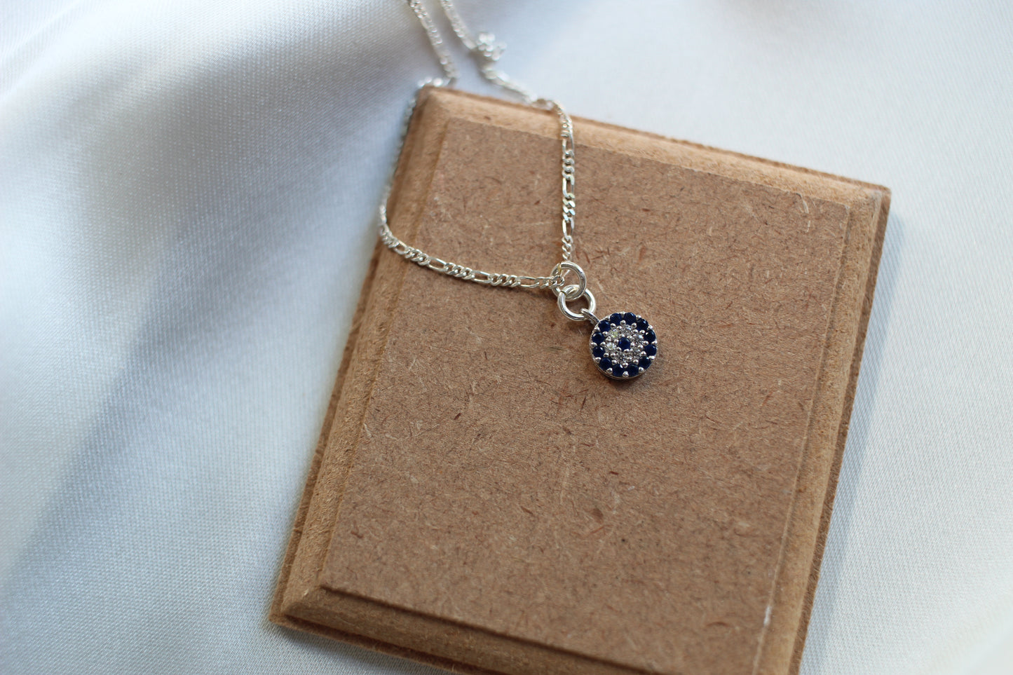 Dainty Evil Eye silver chain