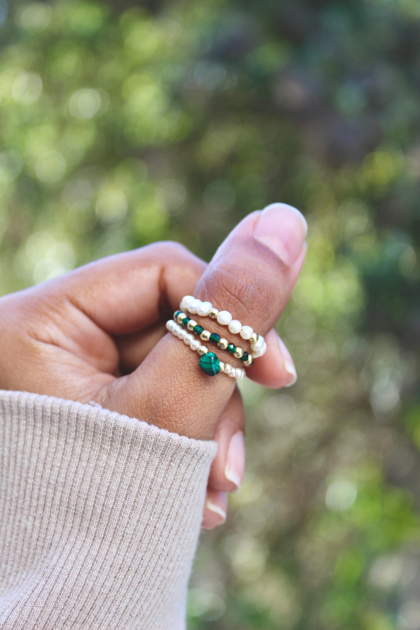 Tiny crystal beaded rings