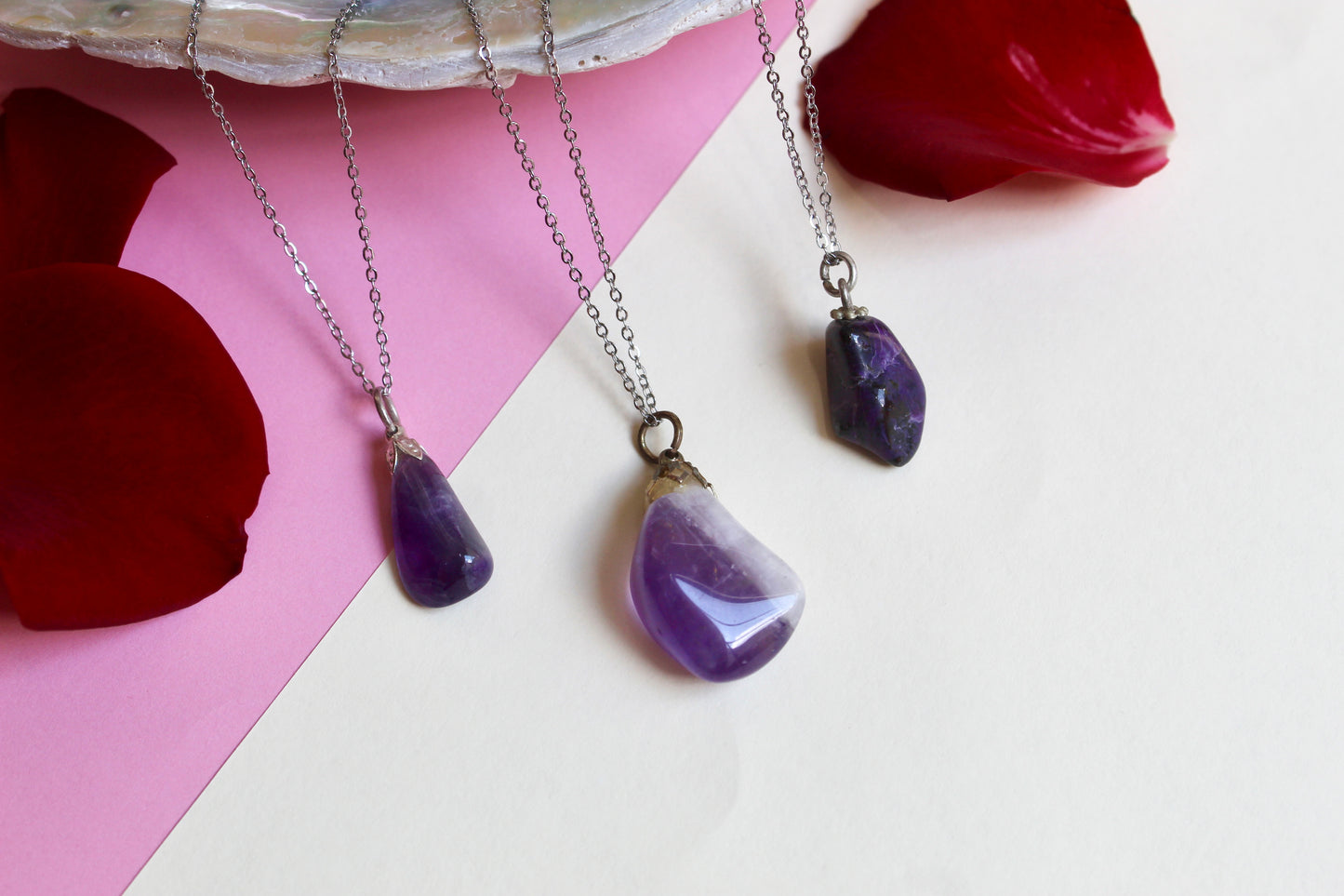 Tumbled gemstone pendant necklaces