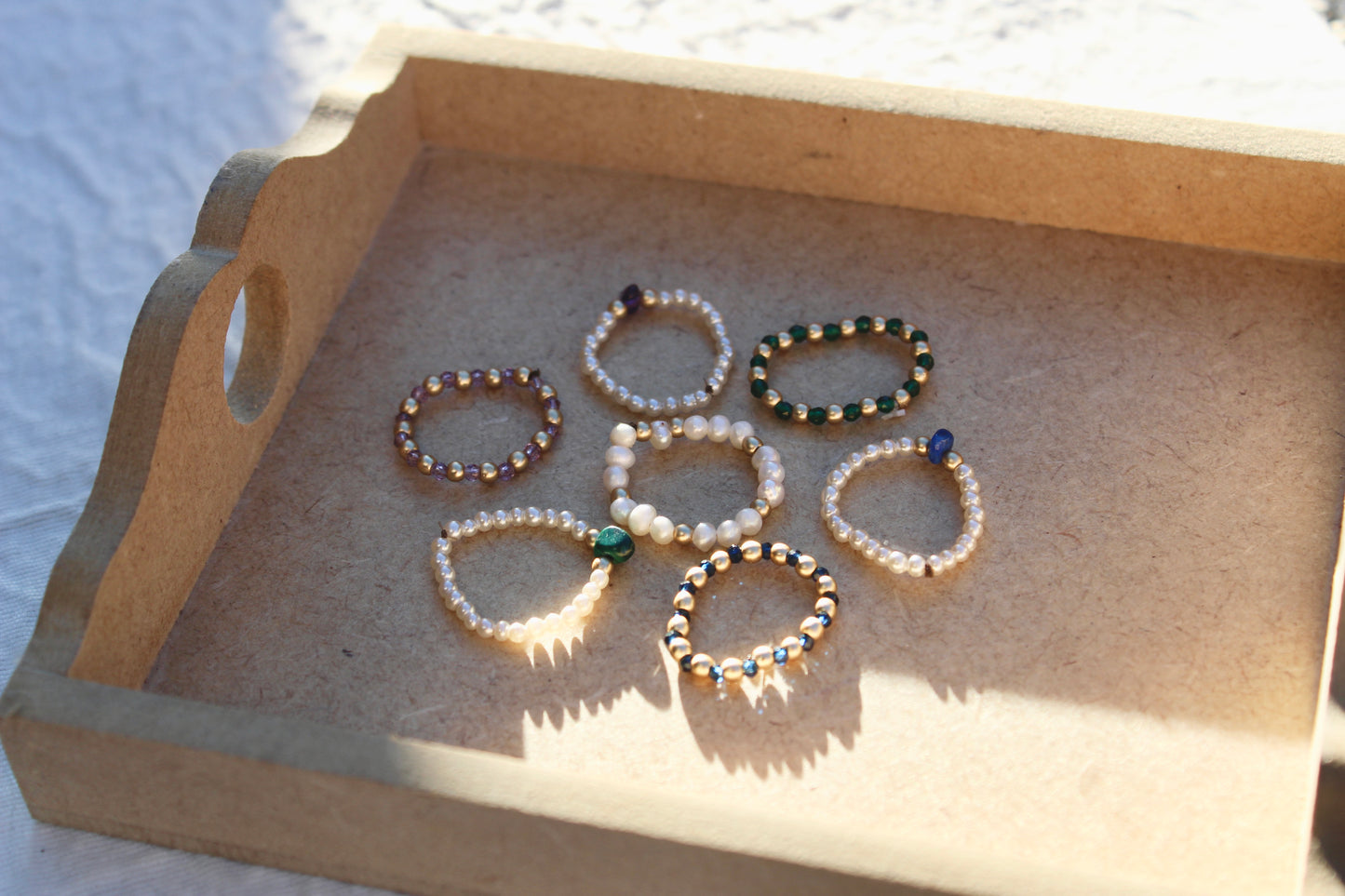 Tiny crystal beaded rings