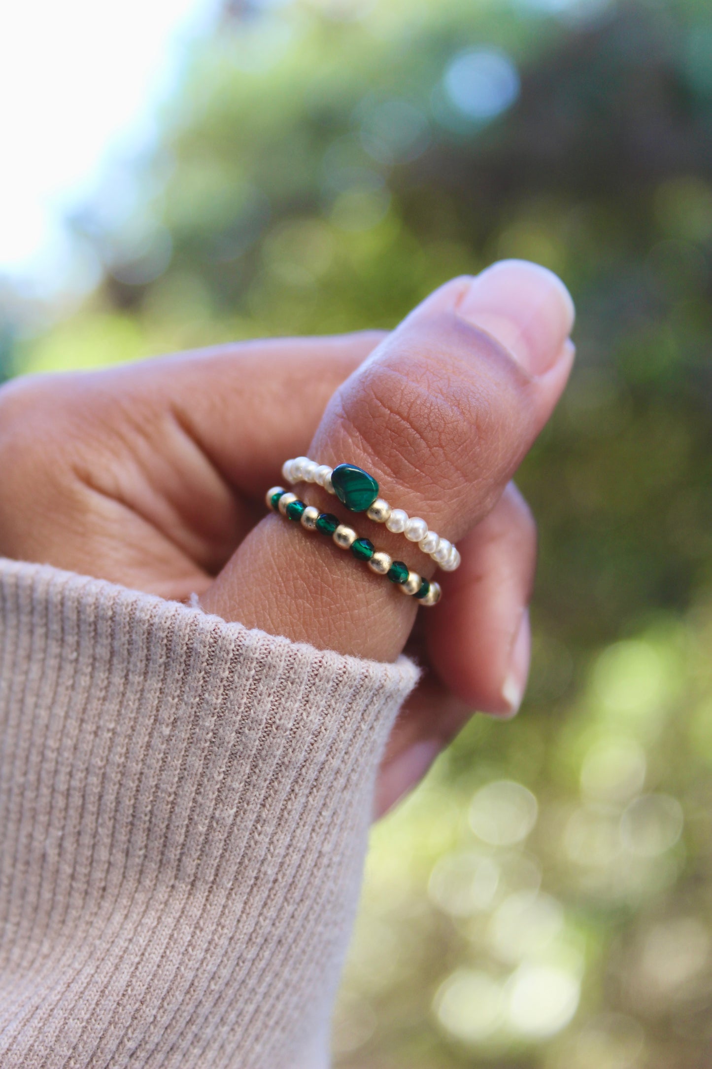 Tiny crystal beaded rings