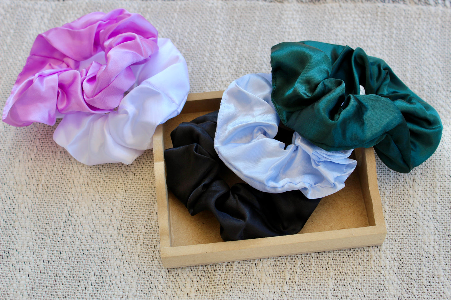 Silk satin scrunchies