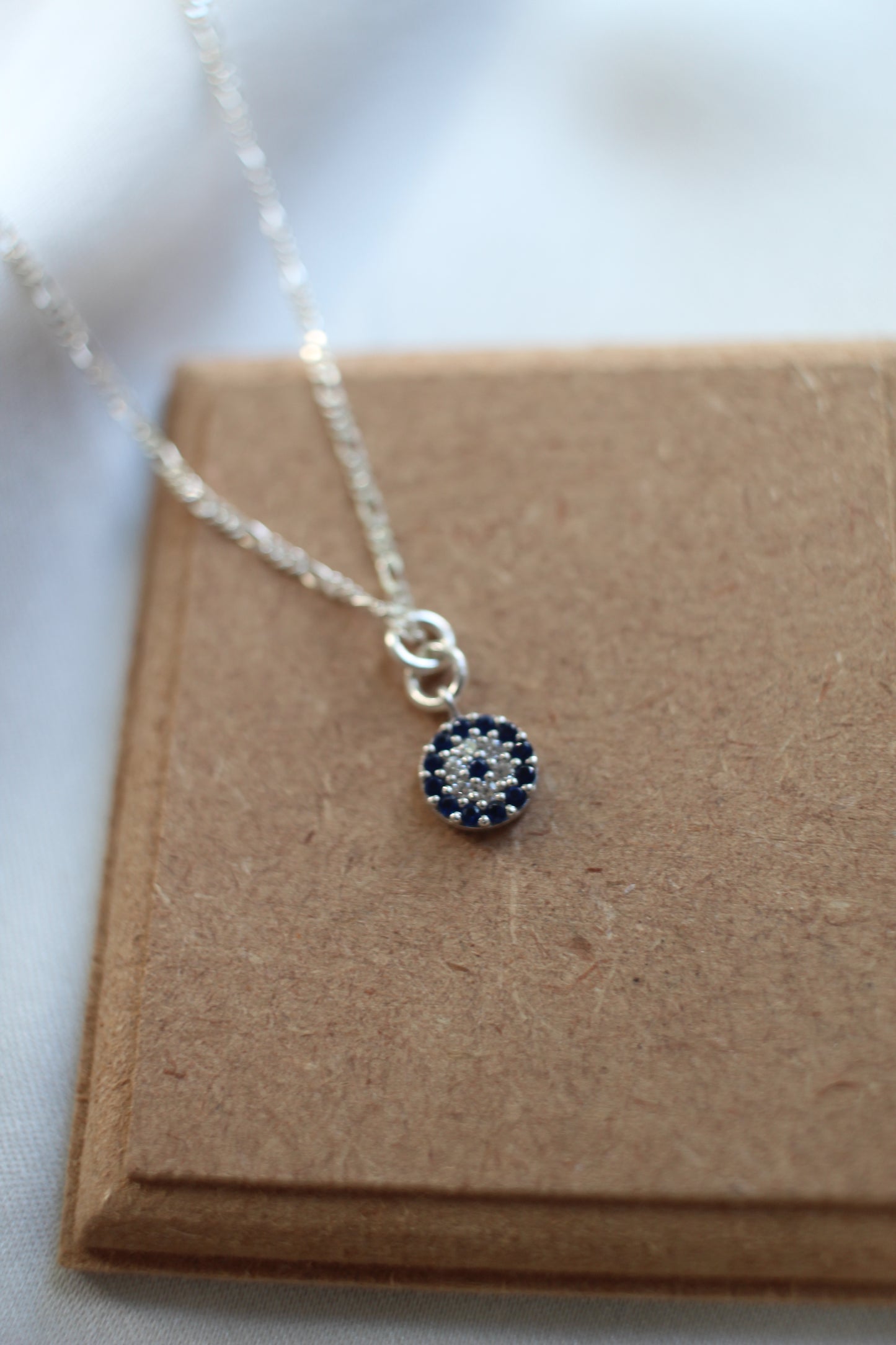 Dainty Evil Eye silver chain