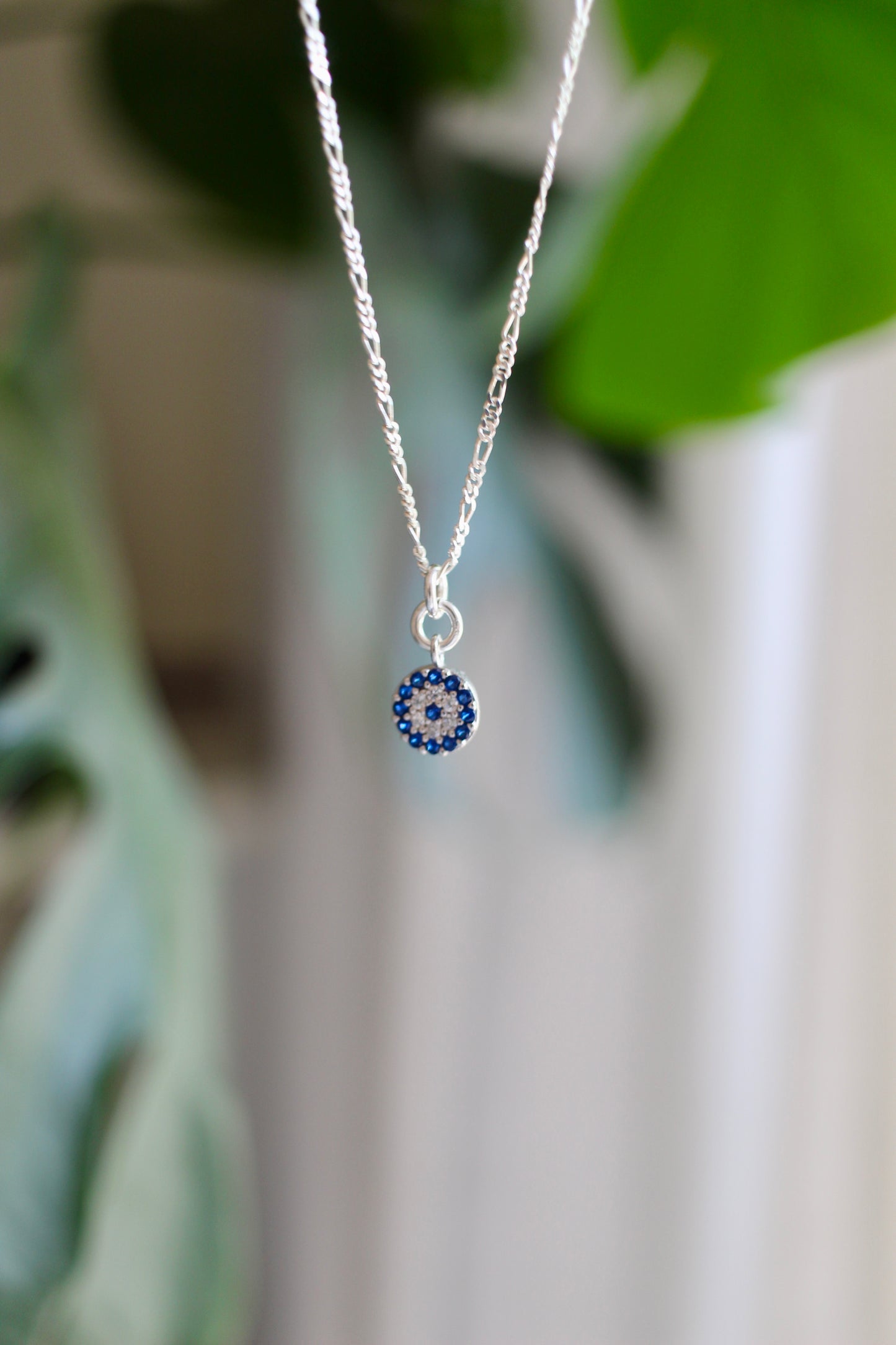 Dainty Evil Eye silver chain