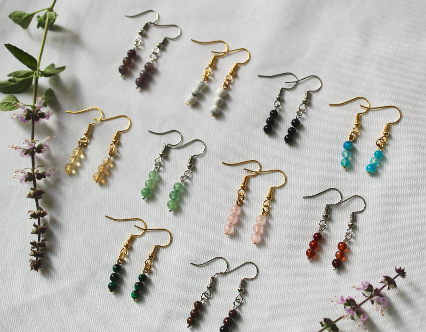 Gemstone drop earrings