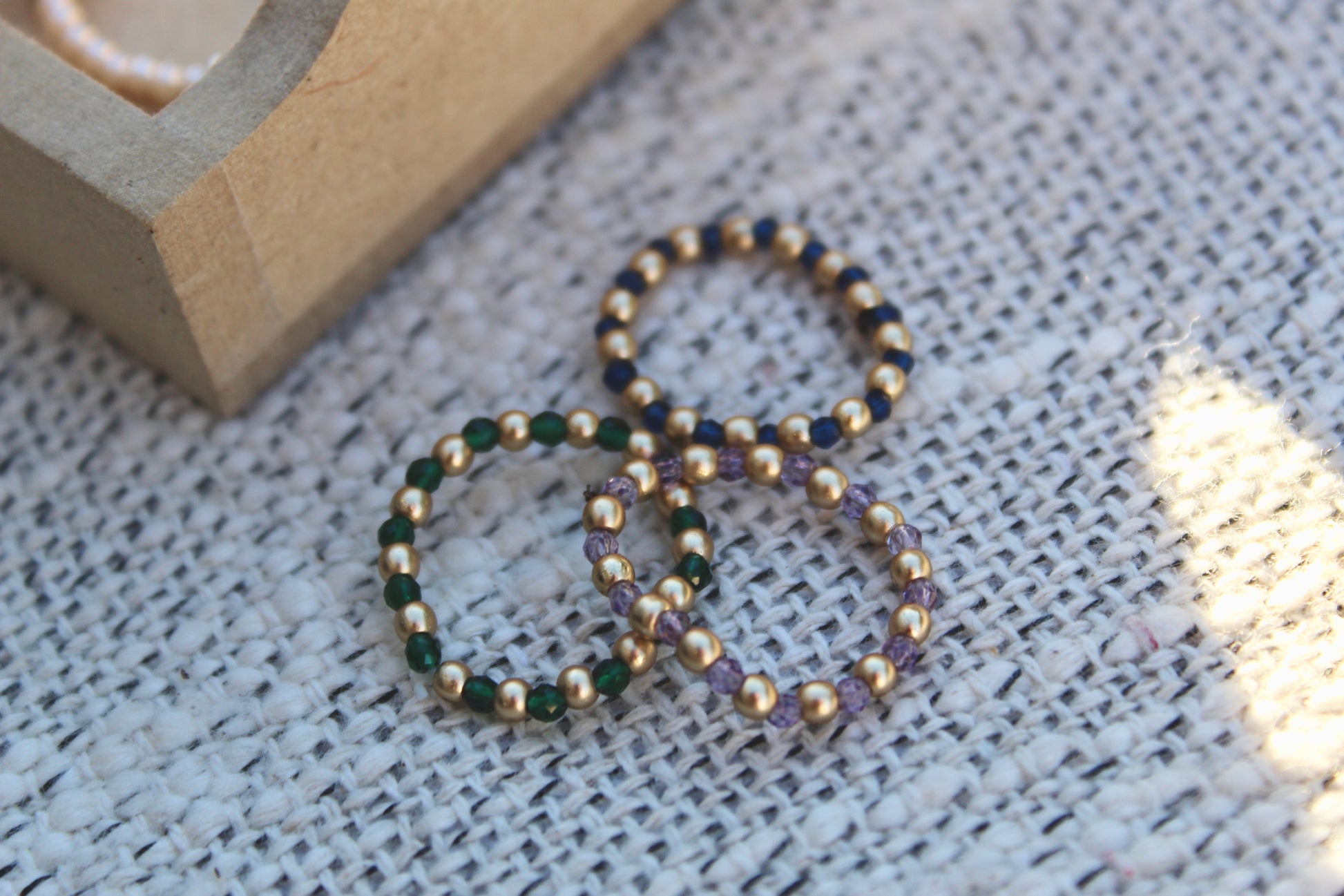 Tiny crystal beaded rings - Main Image