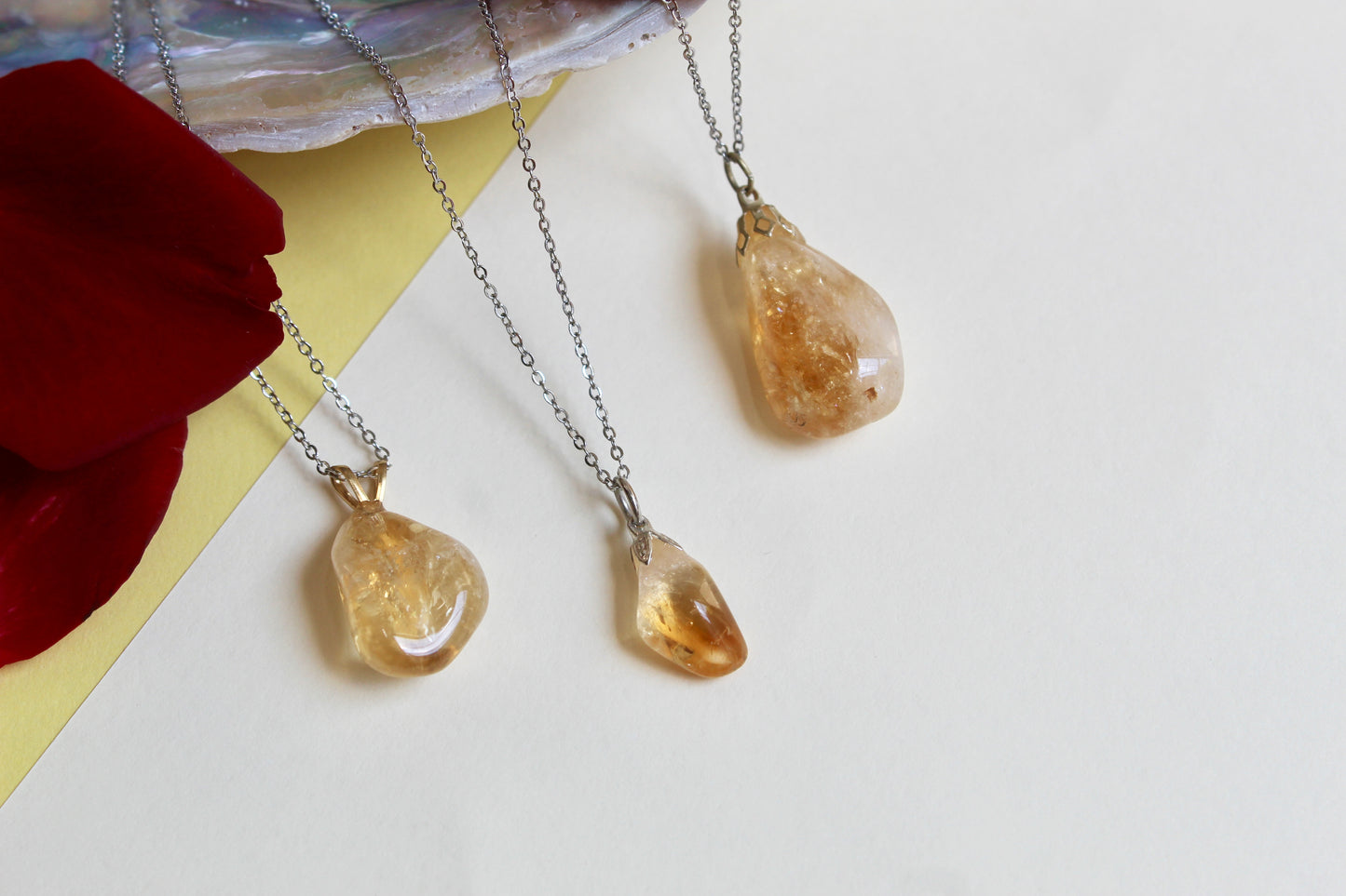 Tumbled gemstone pendant necklaces