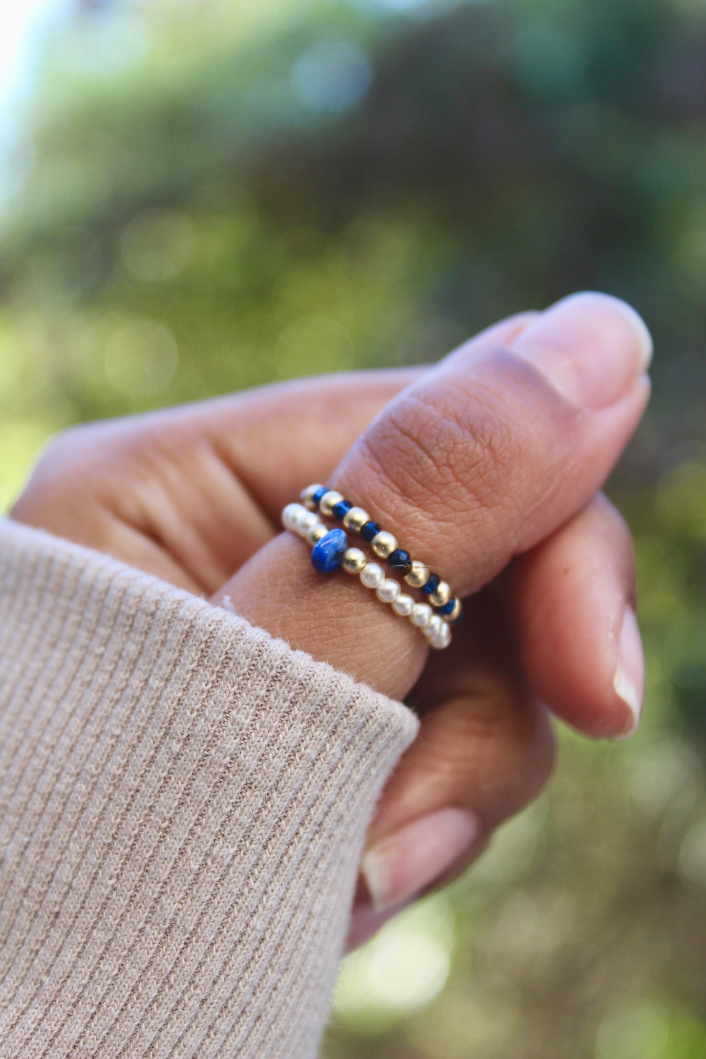 Tiny crystal beaded rings