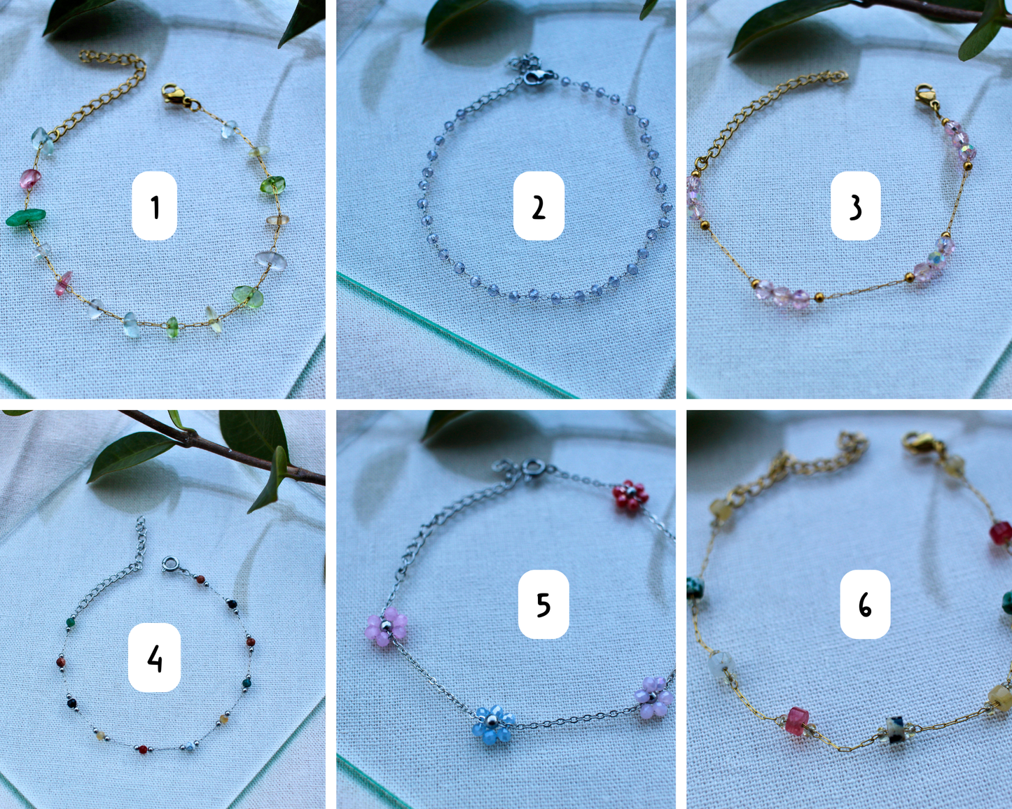 Delicate Gemstone & Crystal Chain Bracelets